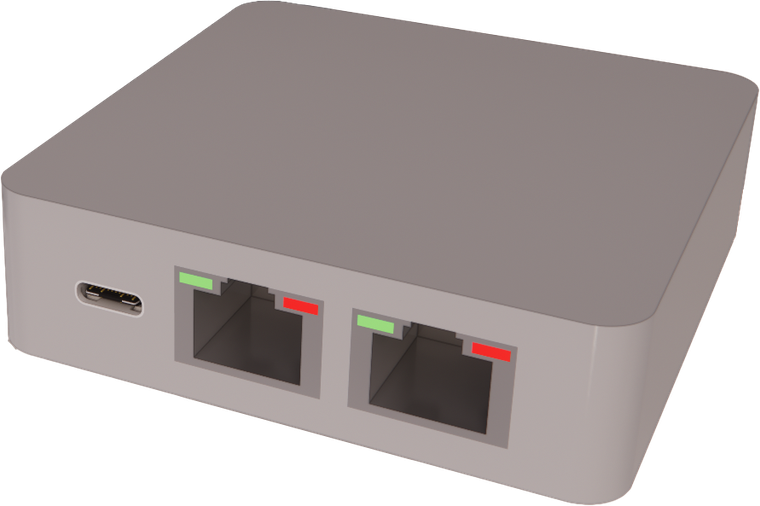 CUBE 본체 — 2.5 GbE 포트 2개와 USB-C 전원